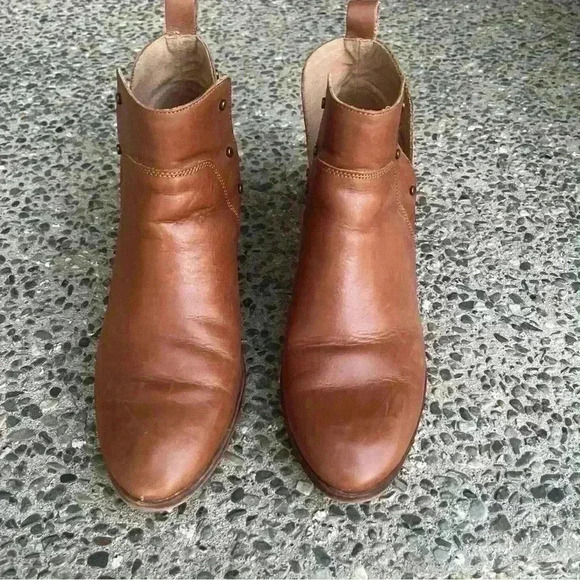 Franco Sarto Richland Ankle Boot Women 9.5M Brown Leather Slip On Pointed Toe - Picture 2 of 8